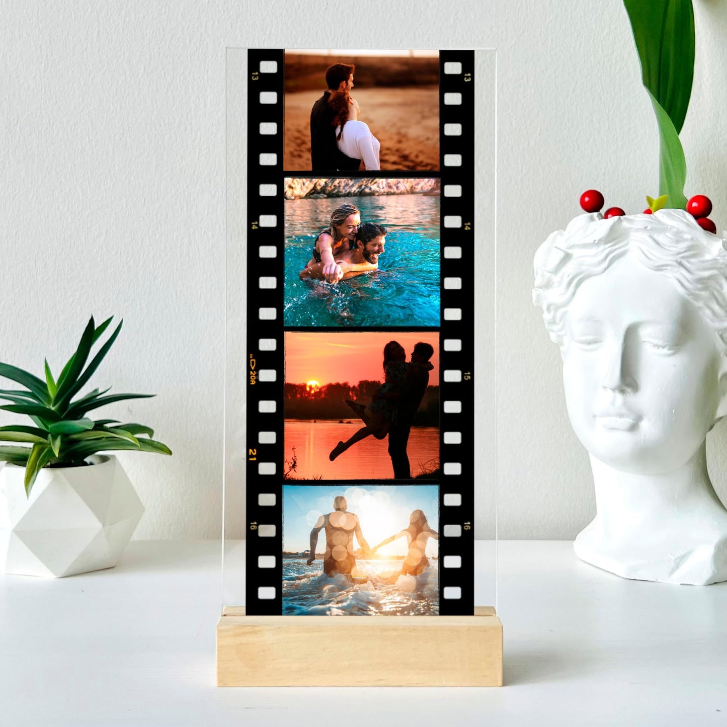 SAME DAY SHIP Retro Memory Film Photo Roll Plaque with Stand - Custom Photo Print Gift for Bestie Keepsake Gift for Anniversary Sister Gift Couples Gift Wife Gifts Christmas Gift New Year Gift