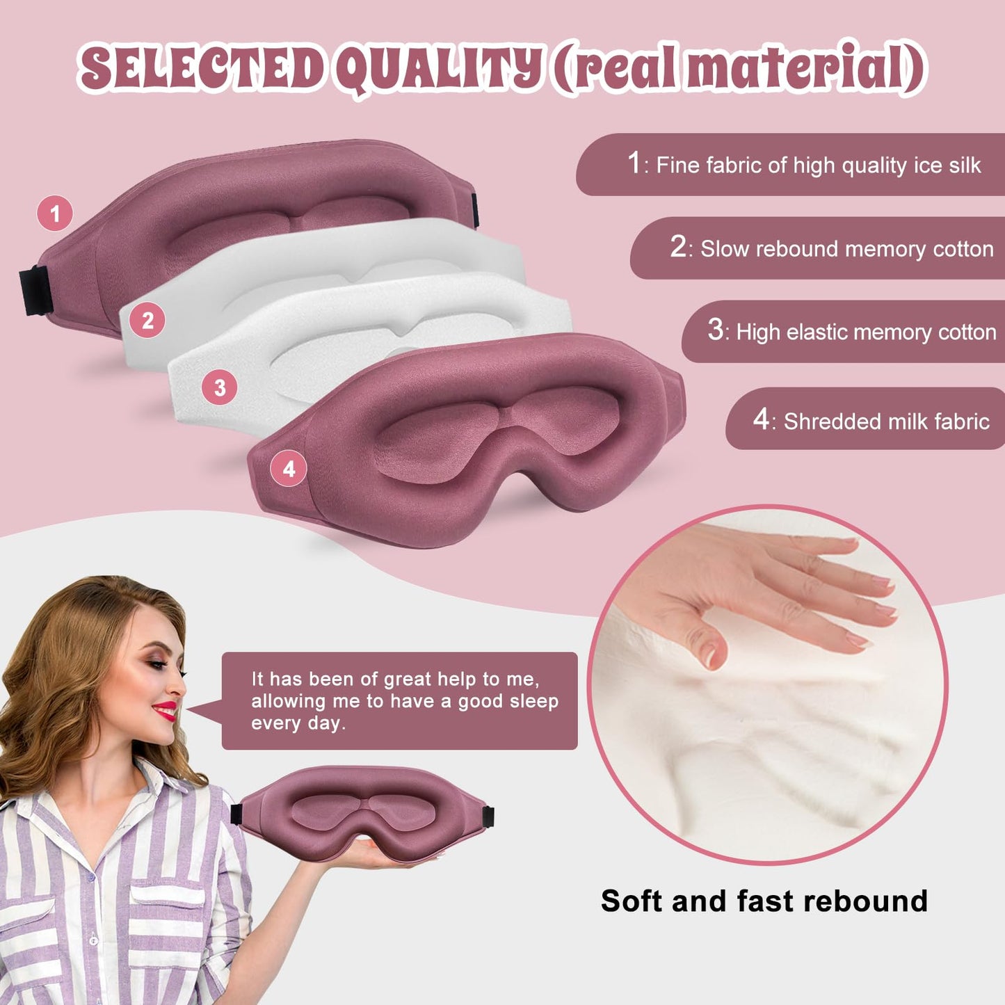 Clbxzwc 3D Advanced Eye Mask for Sleeping，Ultra Delicate Soft Skin Friendly Eye mask，100% Blackout Sleep Eye Mask for Sleep, Eyelash Extension Sleep mask