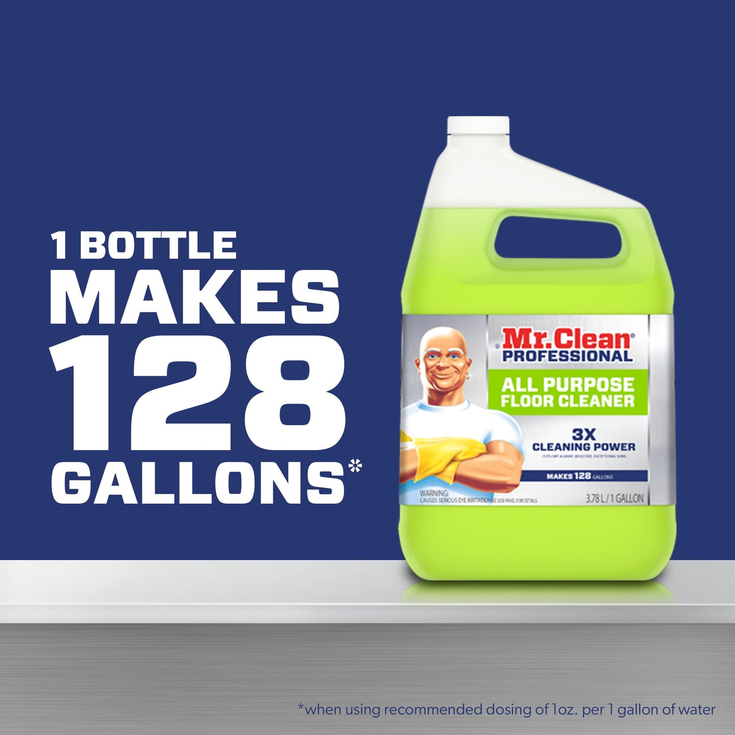 Mr. Clean Professional Bulk Liquid Concentrate Finished Floor Cleaner for Hardwood, Tile or Terrazo Floors, Commercial Use, 1 Gallon (Case of 3)