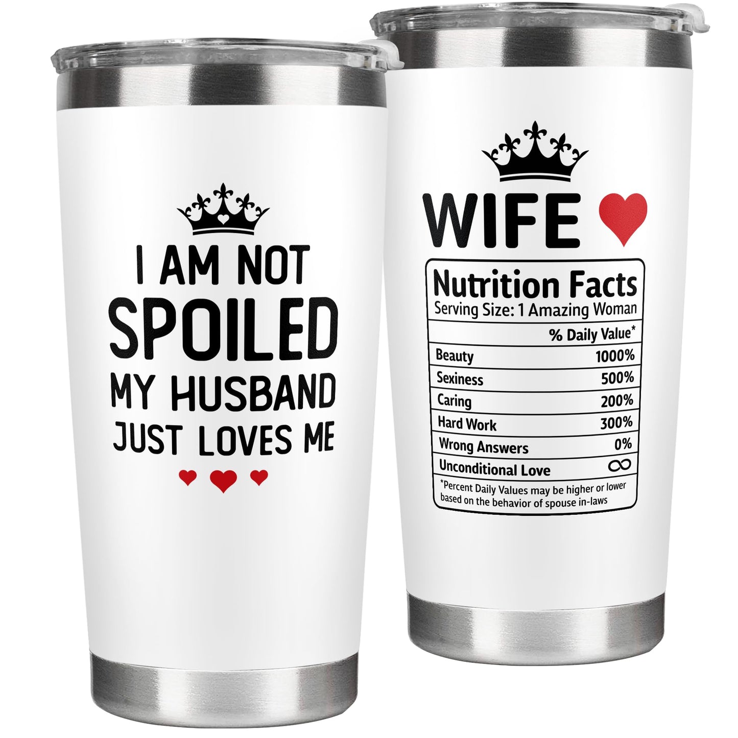 KatAndNat Gifts for Wife - Wife Gifts from Husband - Wedding Anniversary for Women, Valentines, Birthday Gift Ideas, Mothers Day, Christmas Gift for Her - Romantic Cup for Her - 20 Oz White Tumbler
