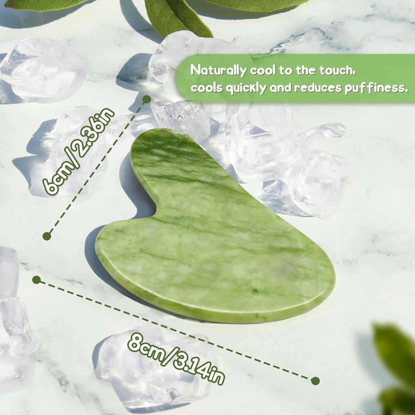 Flagest Gua Sha Facial Tools, Jade Stone Guasha Tool for Face Body, Facial Massage Tool for Jawline Sculpting and Puffiness Redu