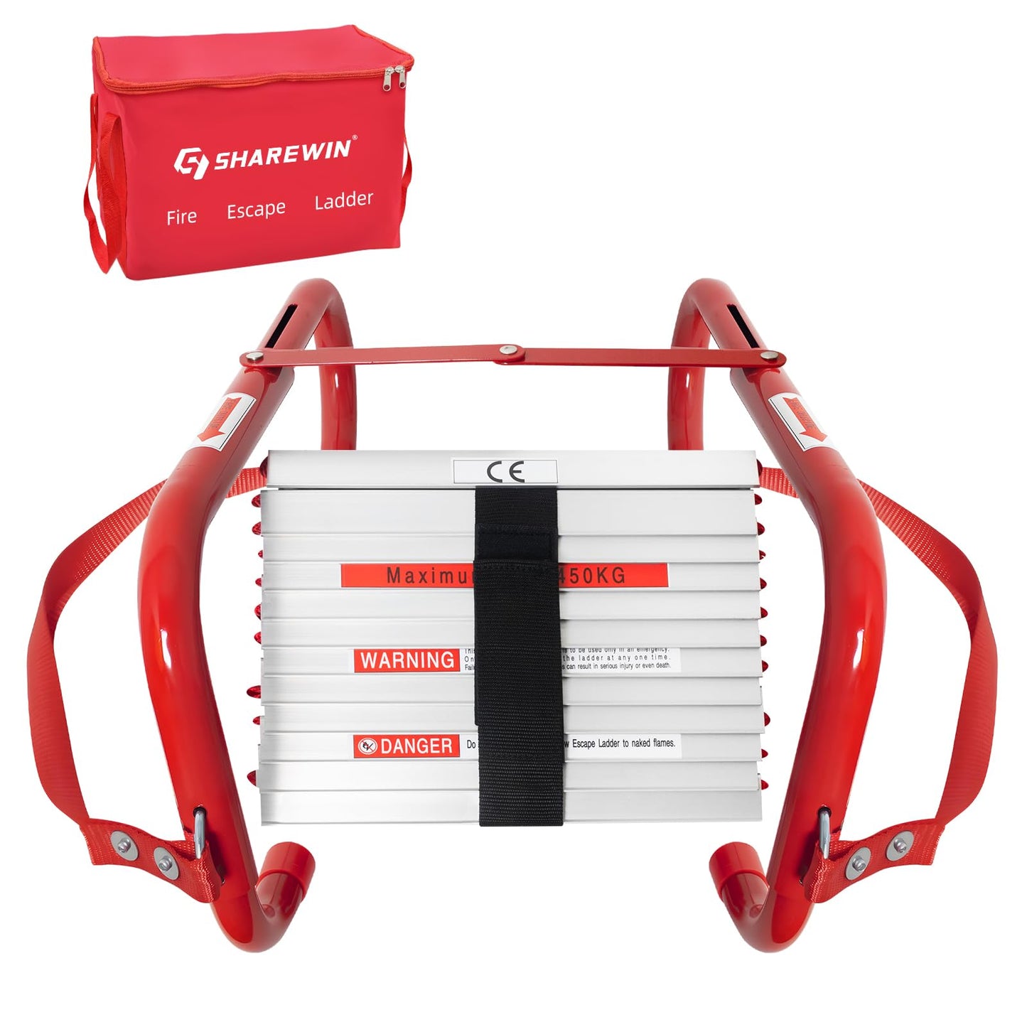Fire Escape Ladder 5&6 Story Portable Emergency Escape Ladder 50ft with Anti-Slip Rungs