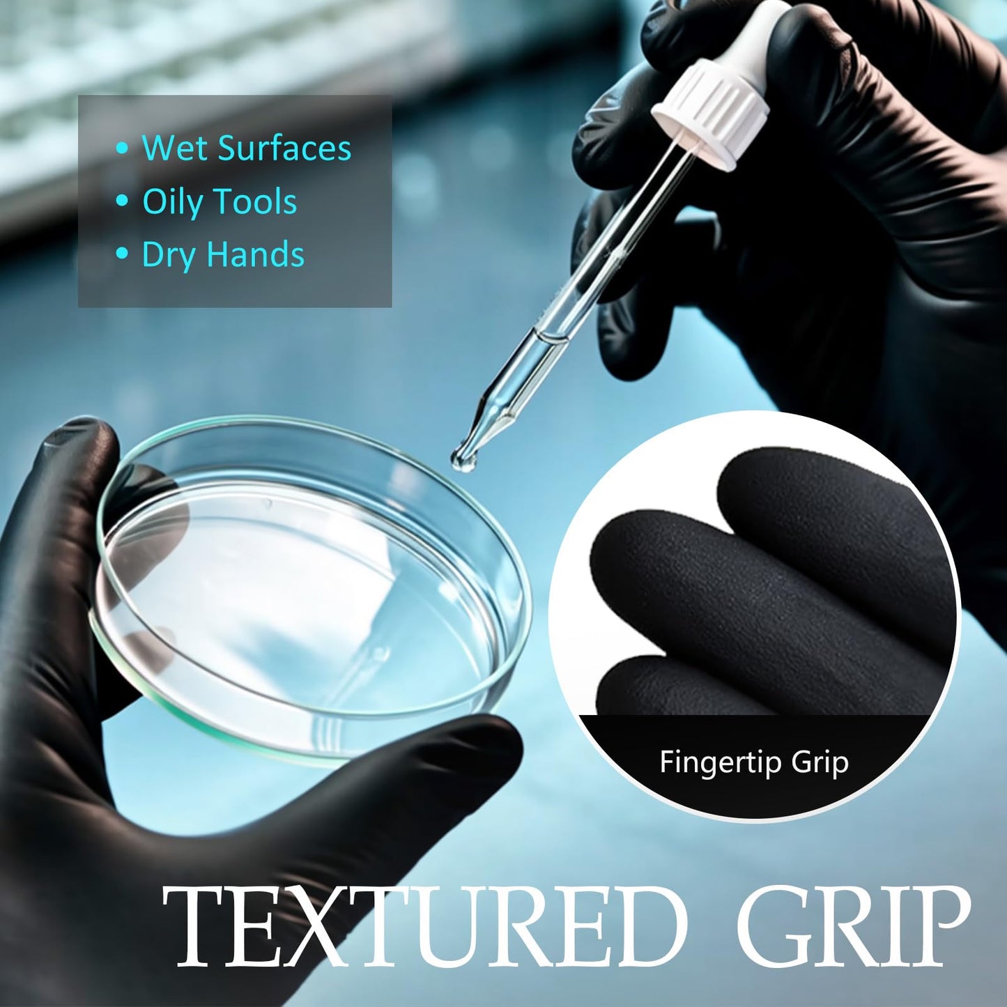 PROMEDIX P 6 Mil Nitrile Exam Gloves, Powder-Free Latex-Free Disposable, Black 100 Count Medical Grade Food Safe for Medical, Dental, Cleaning & Food Prep (Large)