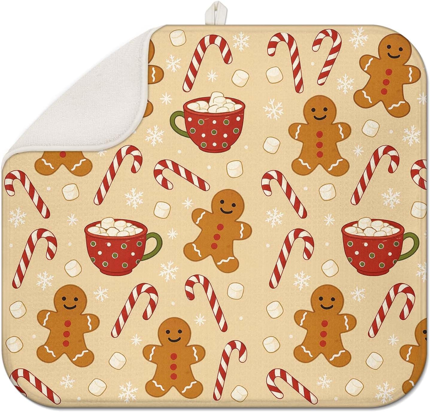 Christmas Drying Mat for Kitchen Counter 18" X 24" Gingerbread Dish Drying Mat for Kitchen Decor Xmas Drying Mats For Home Counter Drying Mats For Dishes Dish Mat Drying Mat