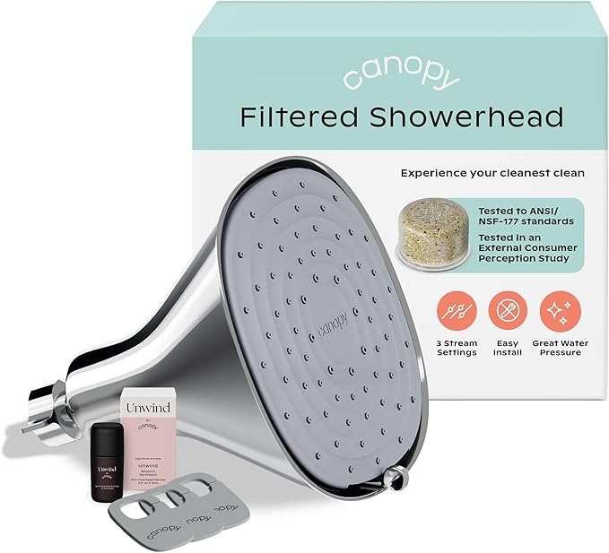 Canopy Filtered Shower Head - High Pressure Shower Head Filter for Hard Water - Shower Filter To Remove Impurities for Hea...