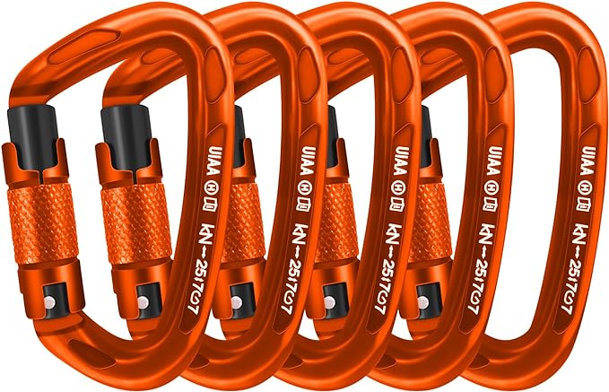 AINIKEY Climbing Carabiner Clips 25kN Auto Locking Carabiner, Professional Heavy Duty Large Locking Carabiner Clips for Ro...
