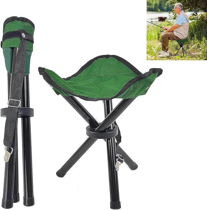 Travel Folding Camping Stool, (Sol·d by→Cenbee) Use Height 14" and Max Weight 300 lbs Outdoor Portable Party Chair Fishing...