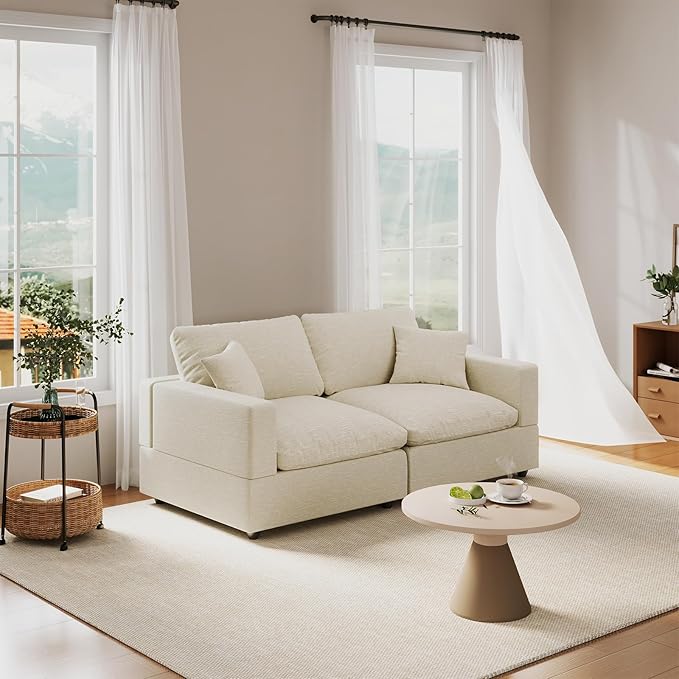 Modular Sectional Sofa Couch for Living Room, Convertible Upholstered Comfy Couches Deep Seat Sofa | Removable & Washable Cushion Covers, Filled with Down Cotton | Free Combination Sleeper Sofa Bed