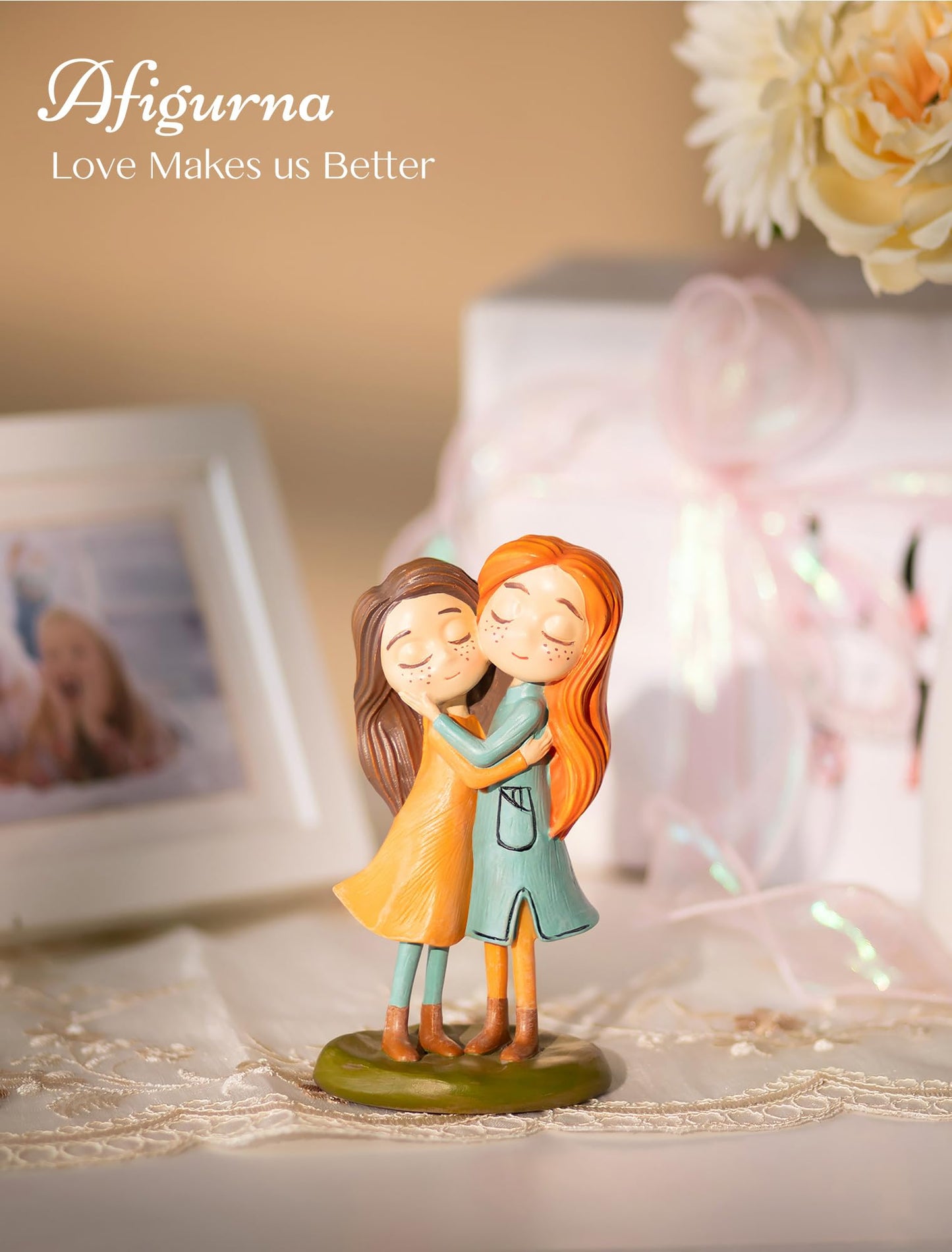 Afigurna Sister Birthday Figurine Gifts: Embracing Sister Gifts from Sister - Sentimental Gifts for Best Friend - Unique Bestie Little Sister Presents for Christmas Friendgiving