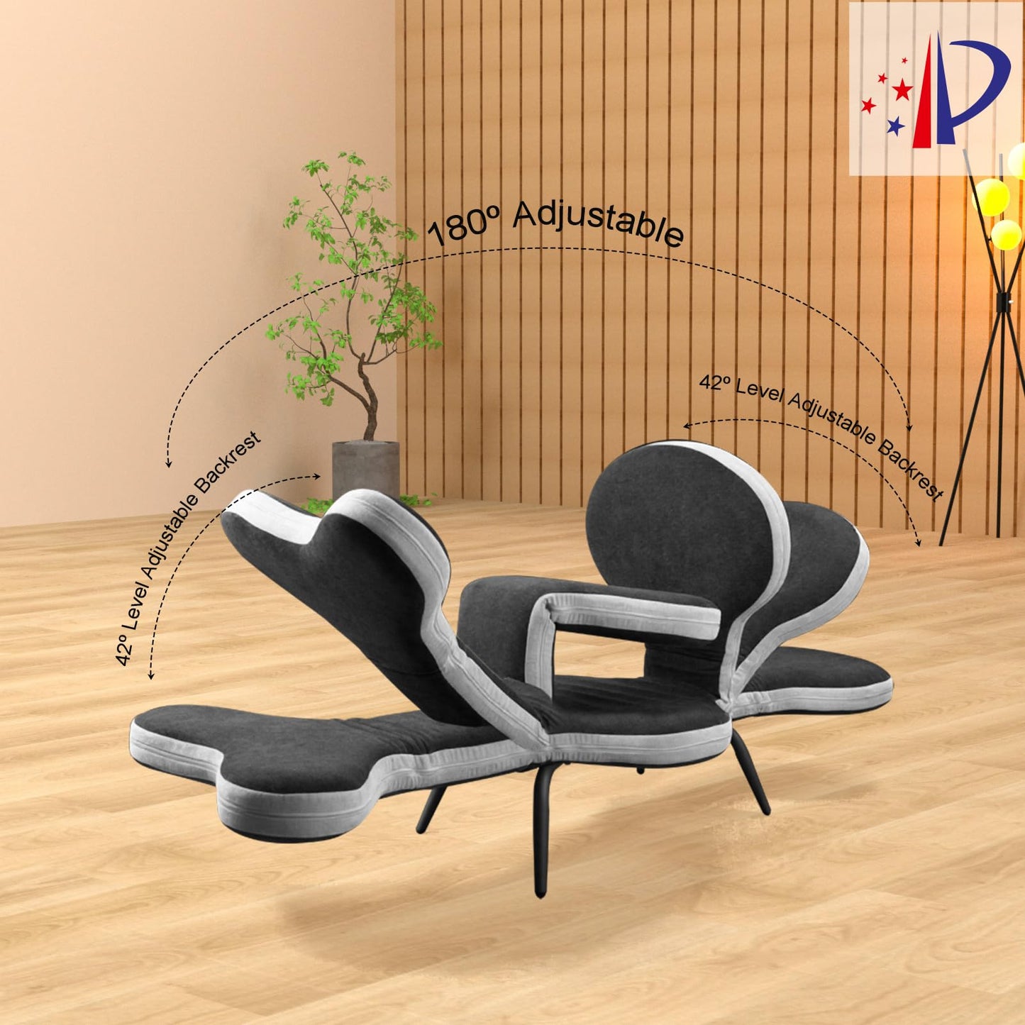 Lightdot 4 in 1 Convertible Sleeper Chair Bed Leisure Sofa with Adjustable Backrest Accent Chair Folding Portable Sofa/Chair/Bed for Living Room/Apartment/Office/Outdoor