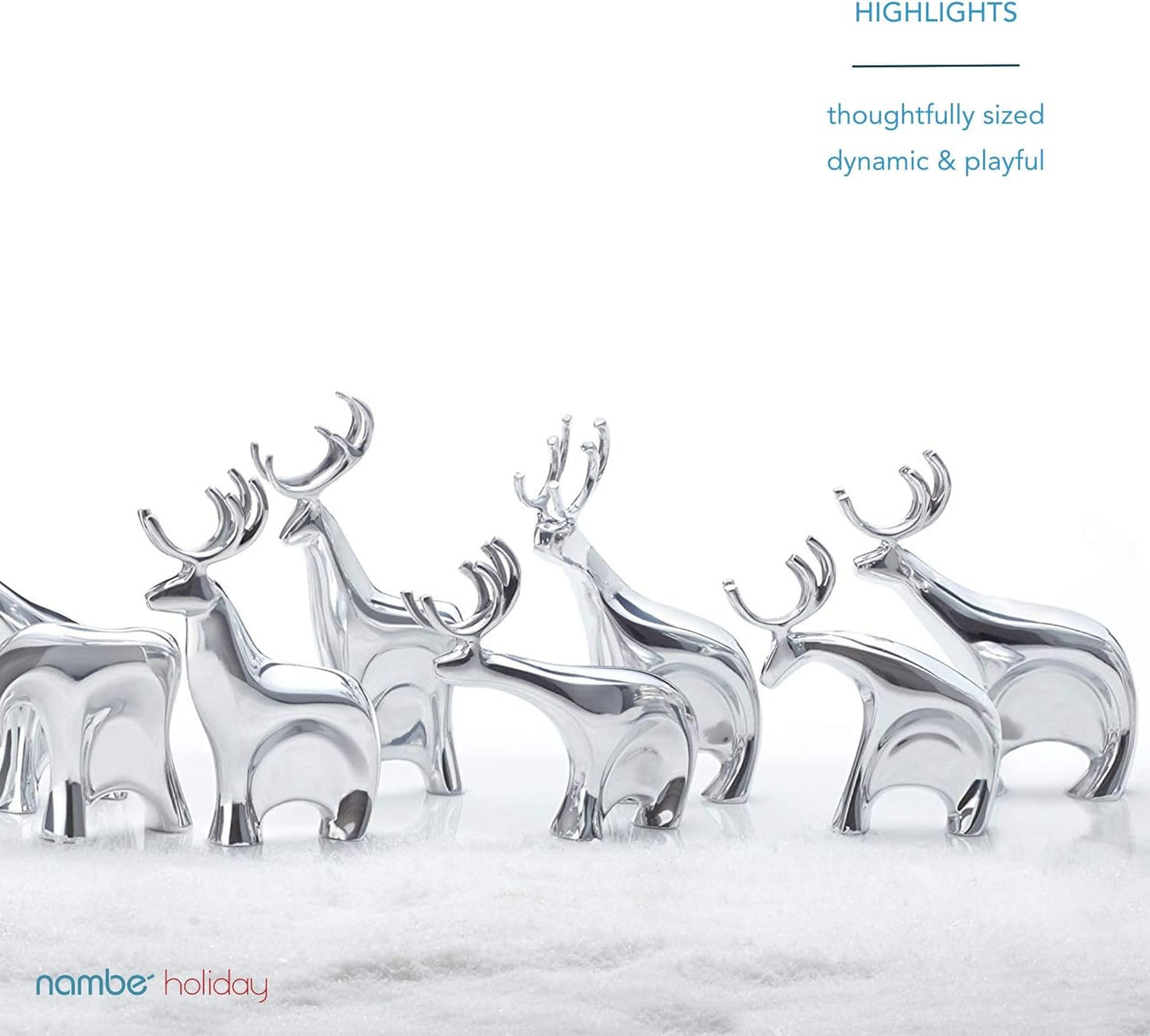 Nambe Miniature Reindeer and Sleigh Set – Holiday Collectible Figurines, Christmas Tabletop Décor for Festive Seasonal Displays, Joyful Winter Centerpiece, Alloy Sculptures for Mantel, Shelf or Table