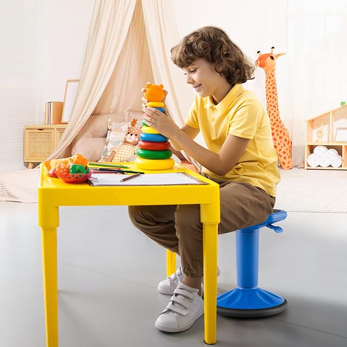 Giantex Wobble Stools for Classroom Seating - Wiggle Stool with Adjustable Height, 24" Active Learning Stool, Sitting Balance Chair for School, Office Stand Up, Flexible Seating Wobble Chair, Navy