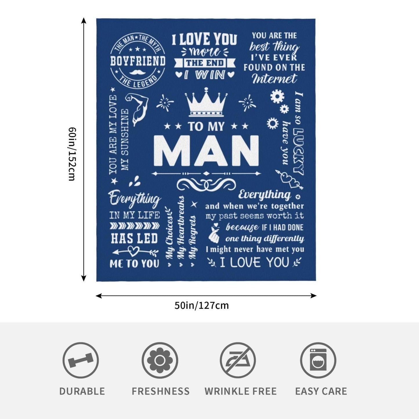 KJACGAD Boyfriend Gifts from Girlfriend, Birthday Gifts for Him Boyfriend Ideas, Anniversary Meaningful Gifts for Boyfriend Throw Blanket 60" x 50"