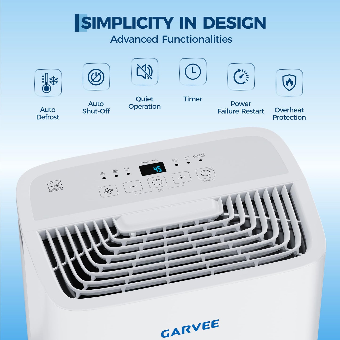 GarveeLife 22 Pints Dehumidifier for Home/Basement/Bathroom/Bedroom, 3000 Sq. Ft with Energy Star Certified Auto Defrost, 24H Timer, Auto Shut Off