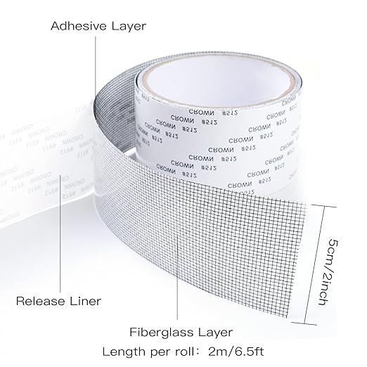 Lainrrew 4 Rolls Window Screen Repair Kit Tape, Strong Adhesive Fiberglass Covering Wire Mesh Repair Tape for Screen Door and Window Screen Tears Holes, Total 26.2 Ft