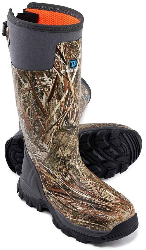 Trudave Hunting Boots for Men, Waterproof Rubber Boots with Steel Shank, 5mm Neoprene Camo Insulated Outdoor Hunting Boots, Real Reed, Size 6