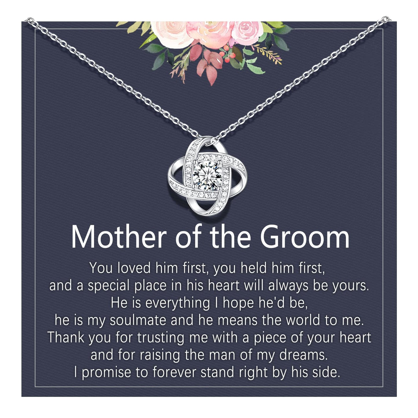 UNGENT THEM Mother of the Groom Gifts from Bride, Love Knot Necklace Wedding for Future Mother in Law Birthday Birthday