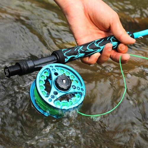 Sougayilang Standard Fly Fishing Combo Starter Kit, 5/6 Weight 9' Fly Rod with SuperPolymer Handle, Accessories, Carrying Case, Fly Box Case & Fishing Flies- Blue