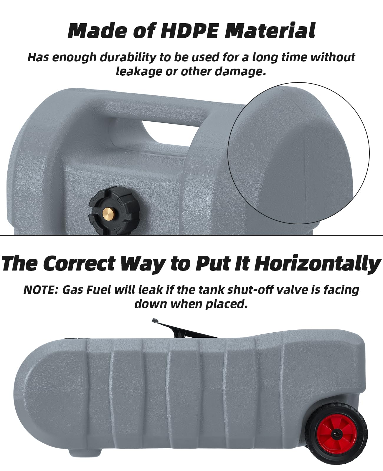 IDEALHOUSE 15 Gallon Gas Can on Wheels, Heavy Duty Portable Fuel Caddy with Manual Transfer Pump, 10 Foot Reinforced Hose, Rotating Nozzle, and Dual Shut-Off Valves, Ideal for Lawn Mowers, Cars, Boats