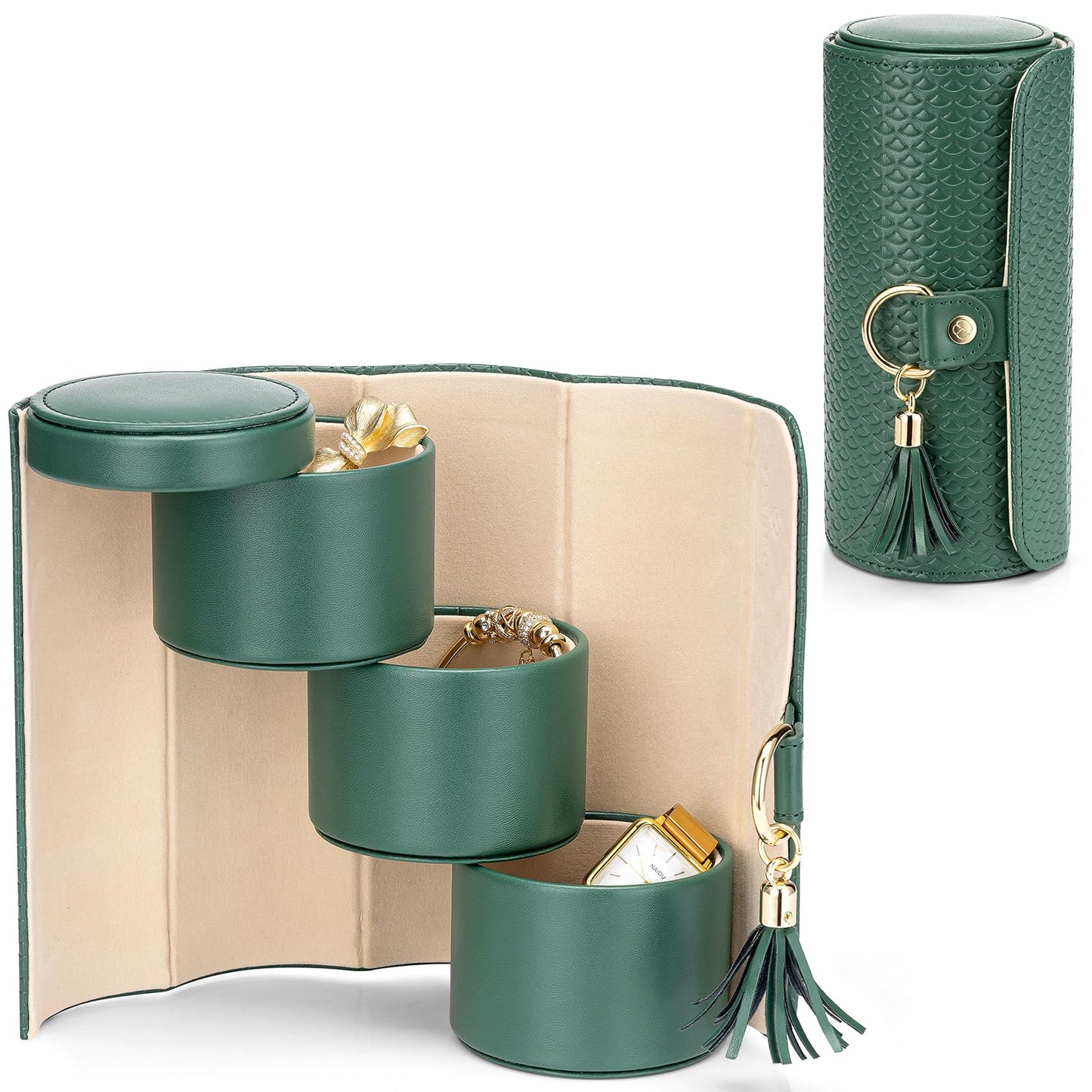 Vlando Wedding Gifts for Women, Travel Jewelry Box, Bridal Shower Gifts, Bridesmaid Gifts for Wedding Day Bride Gifts, Bridesmaid Proposal Gifts, Travel Jewelry Organizer - Green