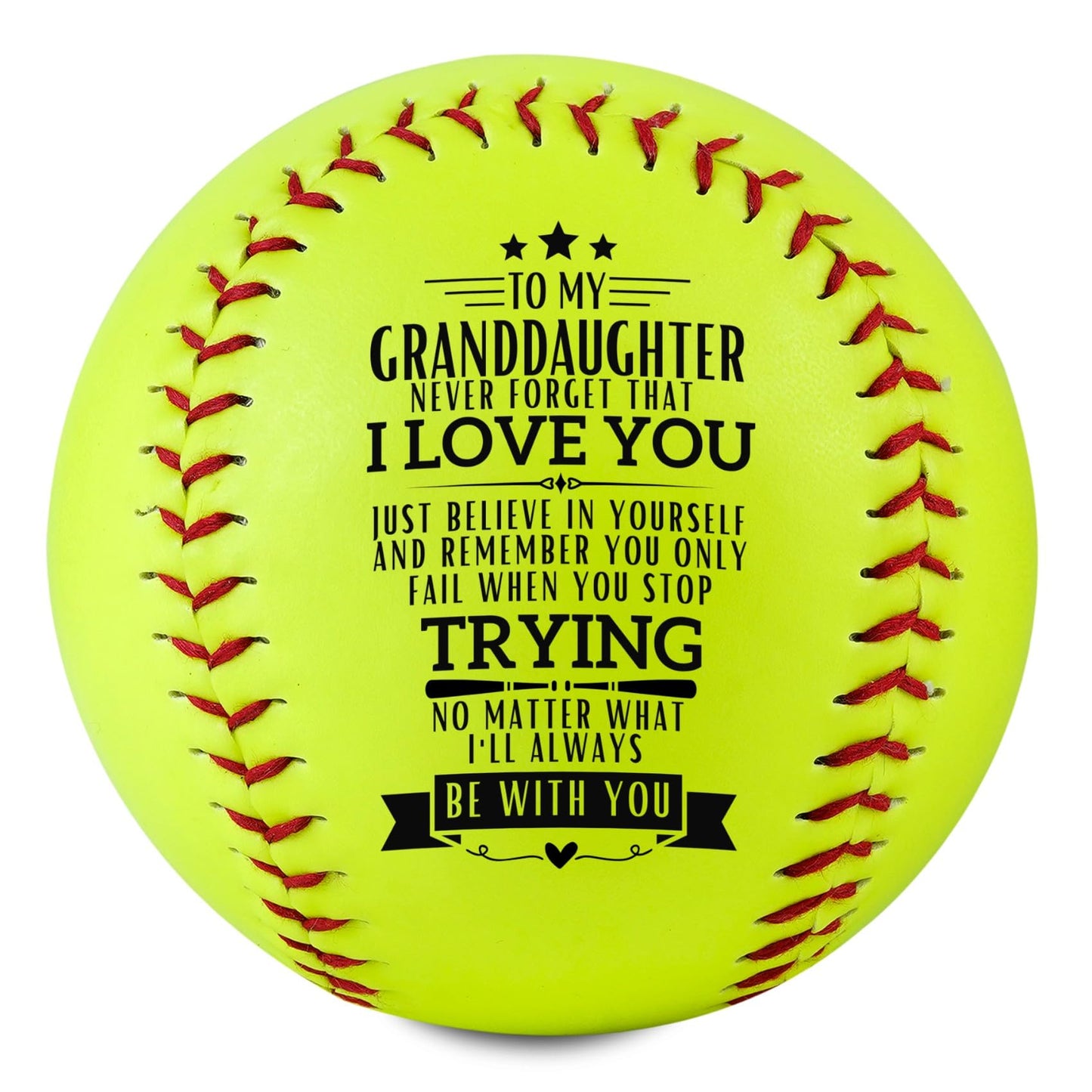 CybGene Softball Gifts for Granddaughter Girls from Grandma Grandpa Grandparents for Birthday Graduation Christmas, Printed Softball Ball 12" - to my Granddaughter