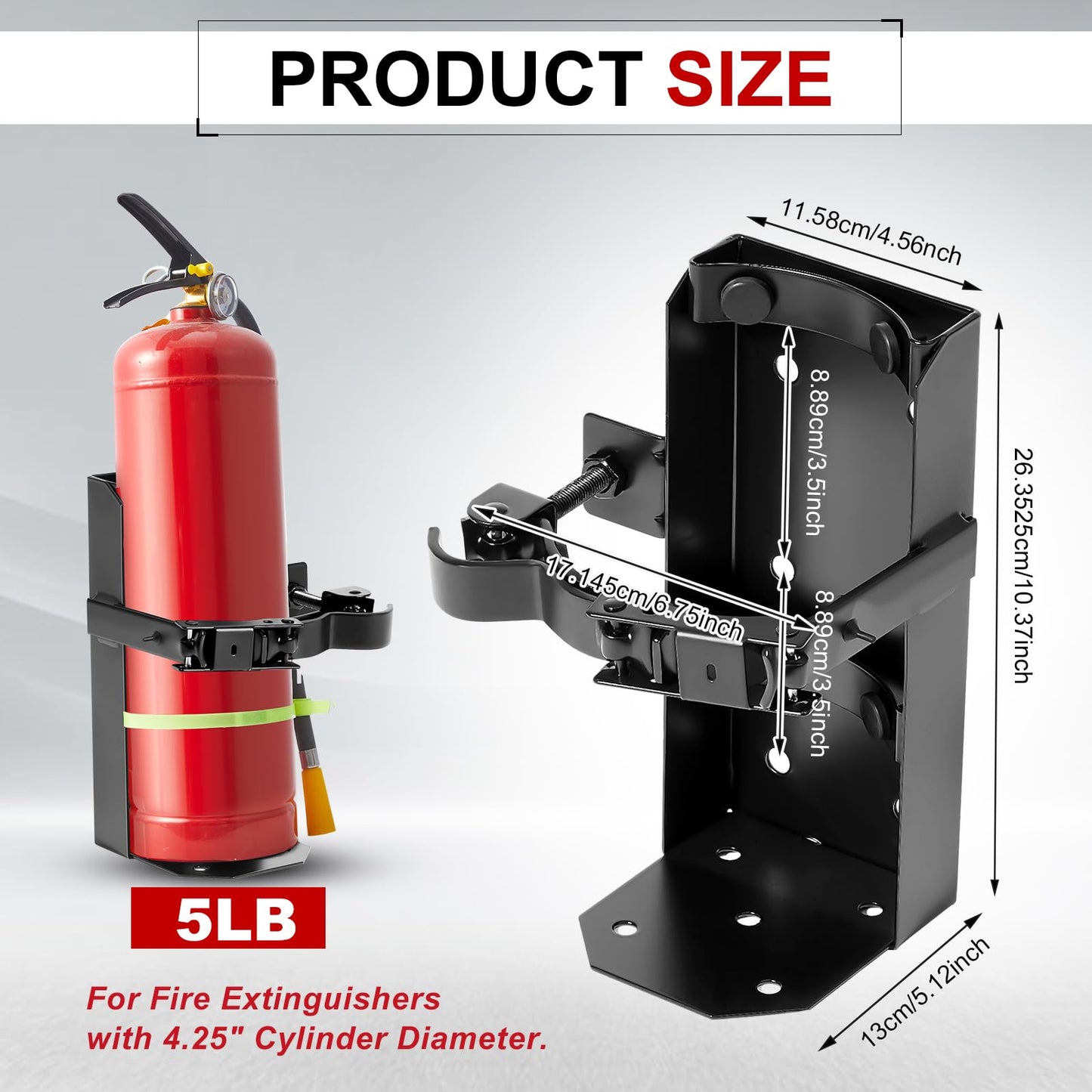 Zonon Heavy Duty Fire Extinguisher Mount Bracket Metal Fire Extinguisher Holder Wall Mount for Home Car Truck, Mini, Small, and Medium Sized(Fe-5,Black,1 Pcs)