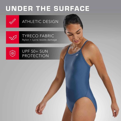 TYR Women's Standard Tyreco Solid Diamondback Swimsuit, Marine, 40