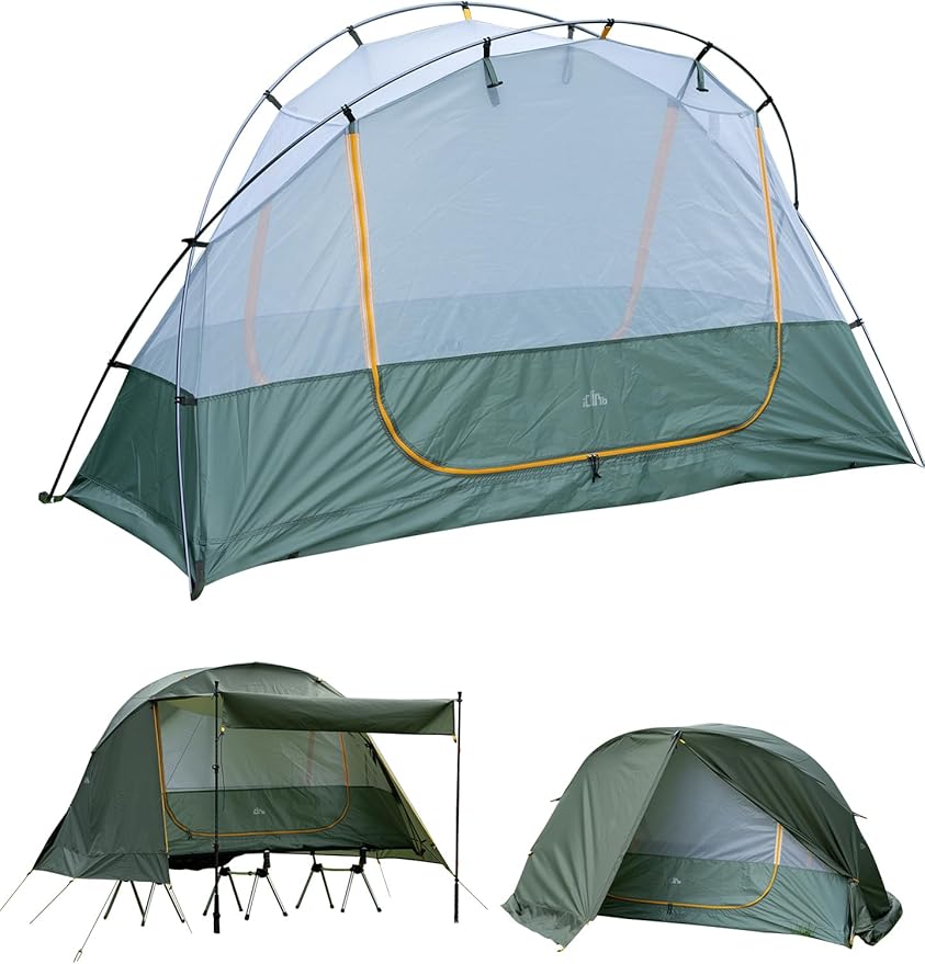 iClimb Ultralight 4 Season Solo Tent Waterproof with Snow Skirt Rainfly, Ground/Off The Ground Tent for Backpacking Campin...