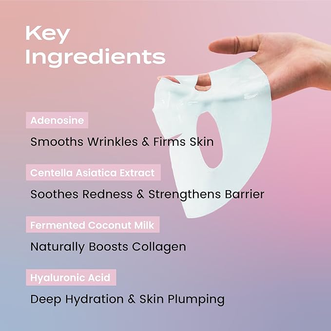Body Restore Natural Collagen Face Mask 12 Pack – Valentines Day Gifts for Her and Him, Korean Skin Care Mask with Fermented Coconut Water, Birthday Gifts for Women & Men, Dry Skin – Variety