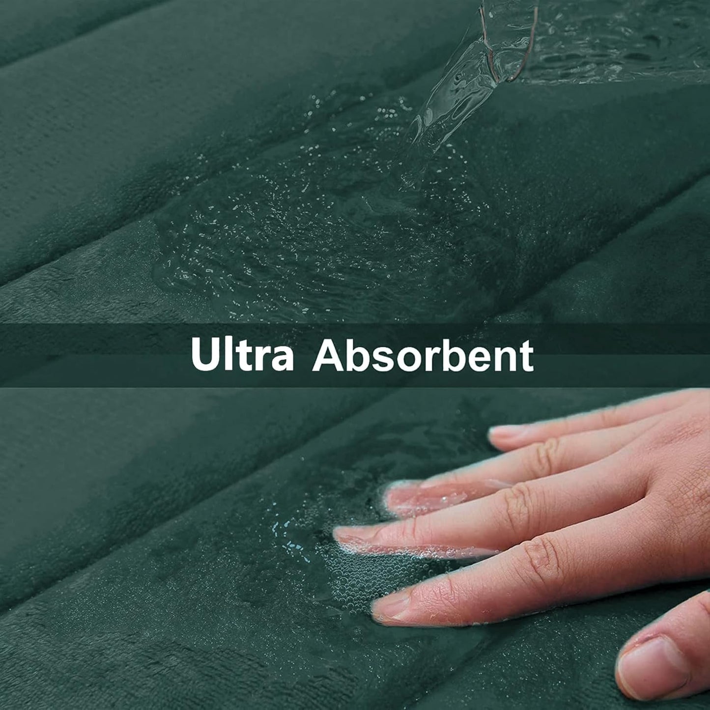 Buganda Memory Foam Bath Mat, 55" x 24", Ultra Soft and Non-Slip Bathroom Rugs, Water Absorbent and Machine Washable Bath Rug Runner for Bathroom, Shower, and Tub, Dark Green