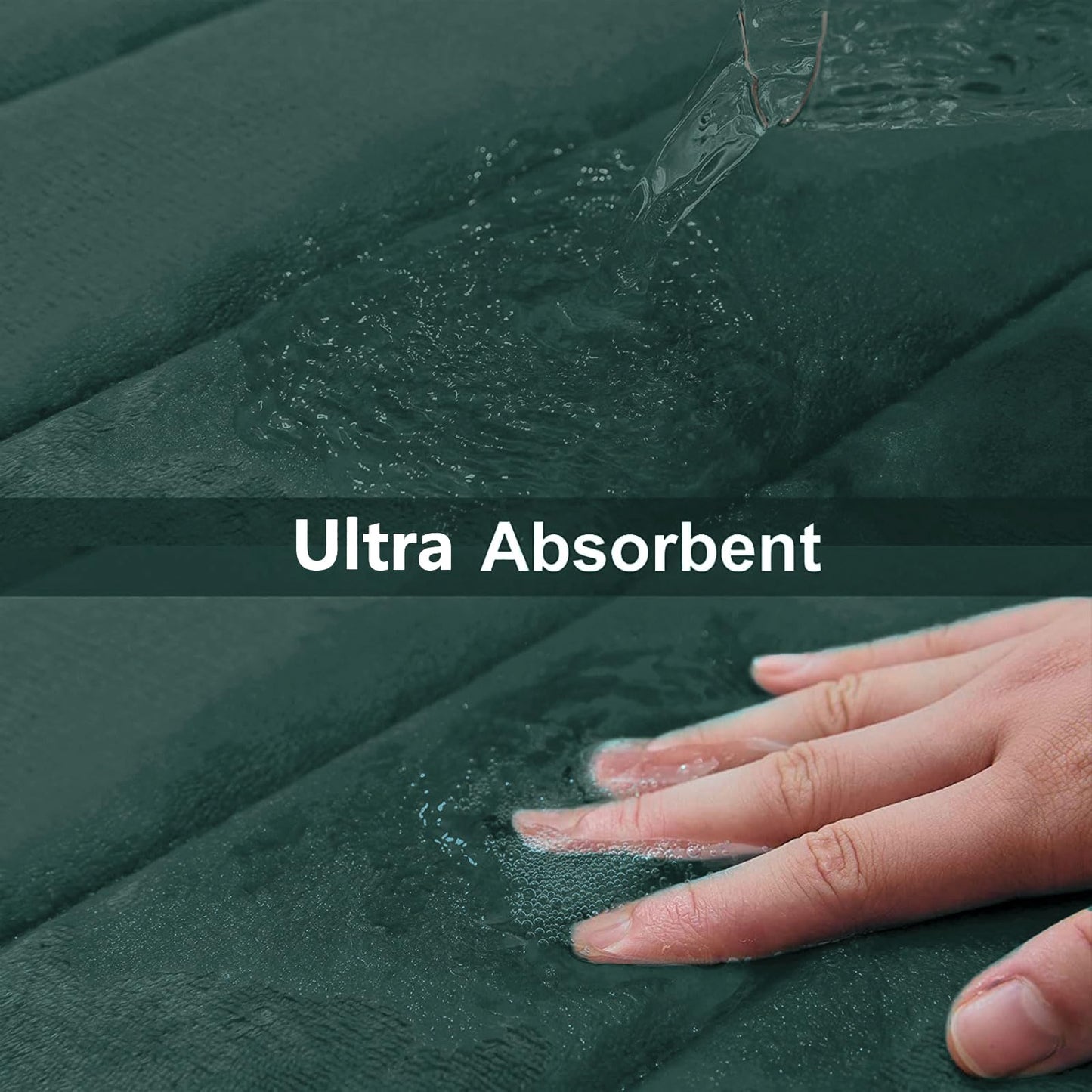 Buganda Memory Foam Bath Mat, 47" x 17", Ultra Soft and Non-Slip Bathroom Rugs, Water Absorbent and Machine Washable Bath Rug for Bathroom, Shower, and Tub, Dark Green
