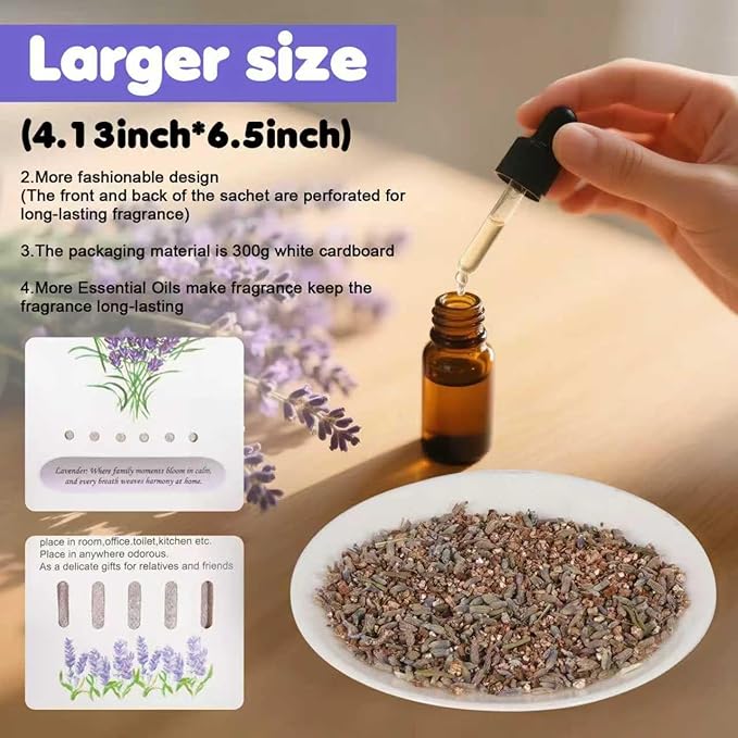 14 Packs Large Linen Scented Sachets for Closet Deodorizer Drawers, Hanging Long Lasting Potpourri Bags Home Fragrance Air Freshener