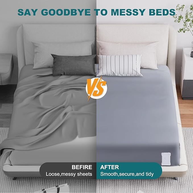 Bed Sheet Holders for Corners: 4 Pack Lock Sheet Holders with Reinforced Clips Keep Sheets Firm and Tight,No More Loose Sheets – Upgraded Extra Large Version for Twin,Full,Queen,King Size Mattresses