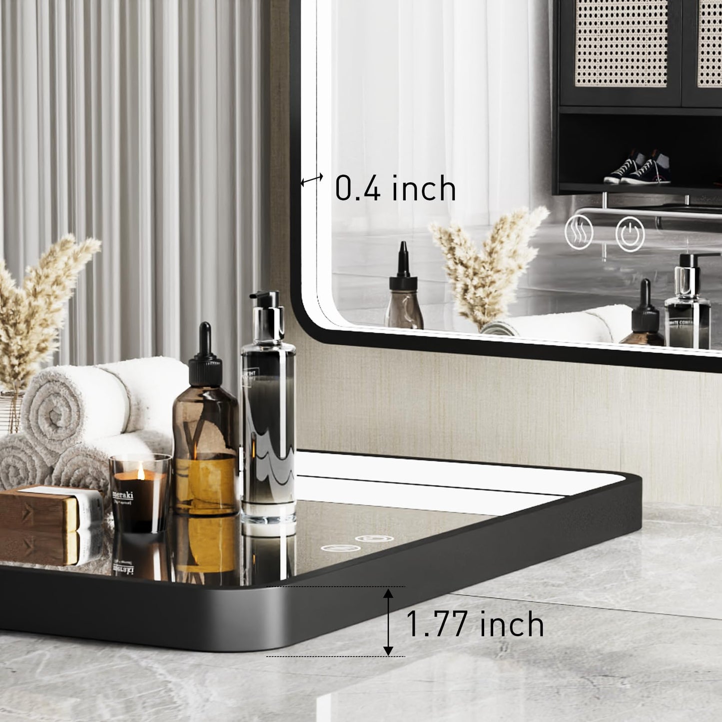 FTOTI 36x24 Inch LED Bathroom Mirror with Lights, Black Metal Frame Mirror, Wall Mounted Lighted Vanity Mirrors for Wall, Anti Fog Dimmable Led Mirror for Makeup