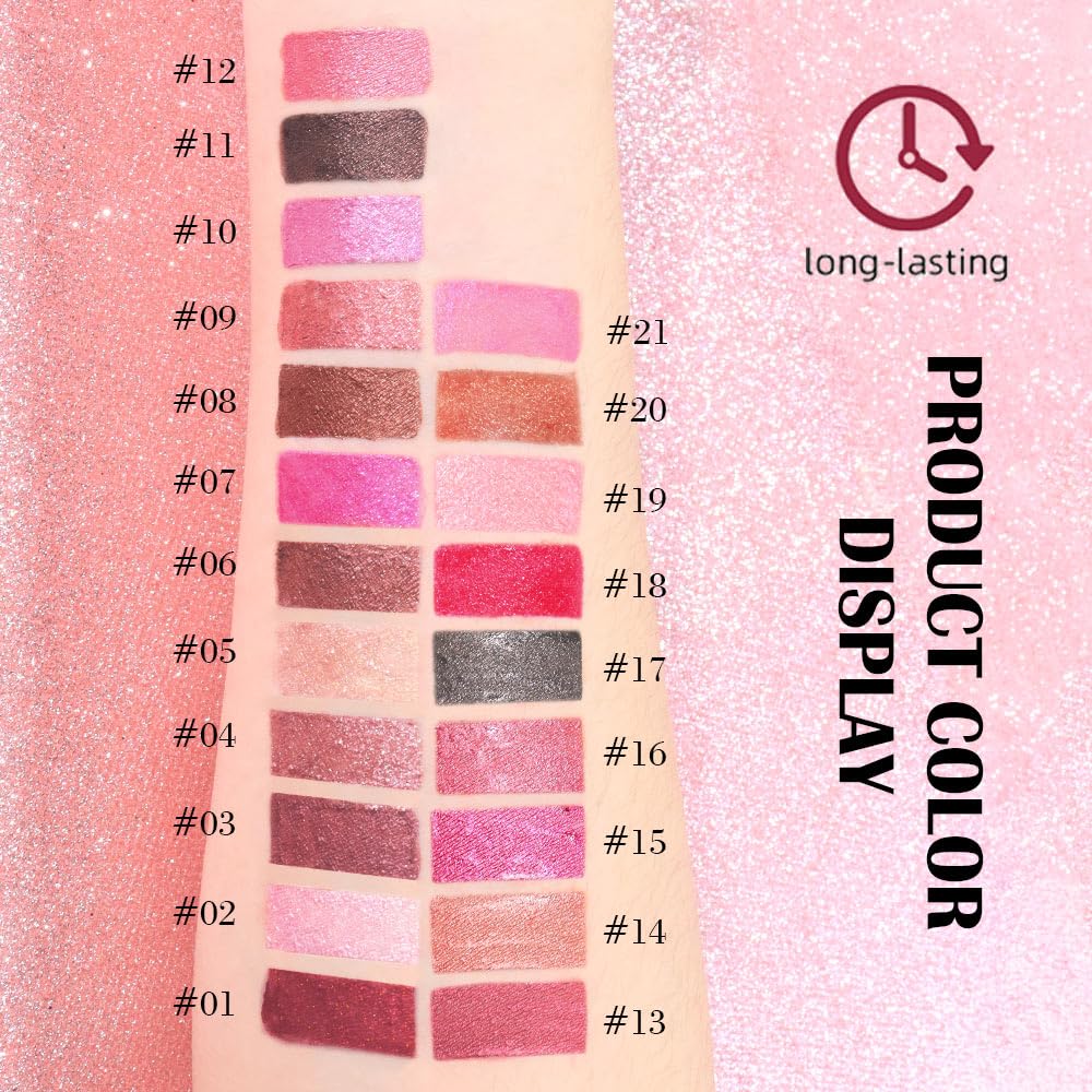 Kaely 2in1 Rose Gold Metallic Lipstick and Lip Liner, Shimmer Glitter Lip Gloss Long Lasting Waterproof 24 Hours, Pearlescent Sp