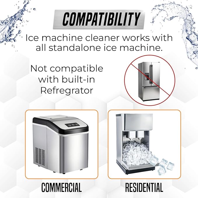 36 Pcs Ice Maker Cleaner Tablets – Descaler & Cleaning Solution for Ice Machines – Removes Odors & Build-up – Compatible with Countertop & Freestanding Ice Makers