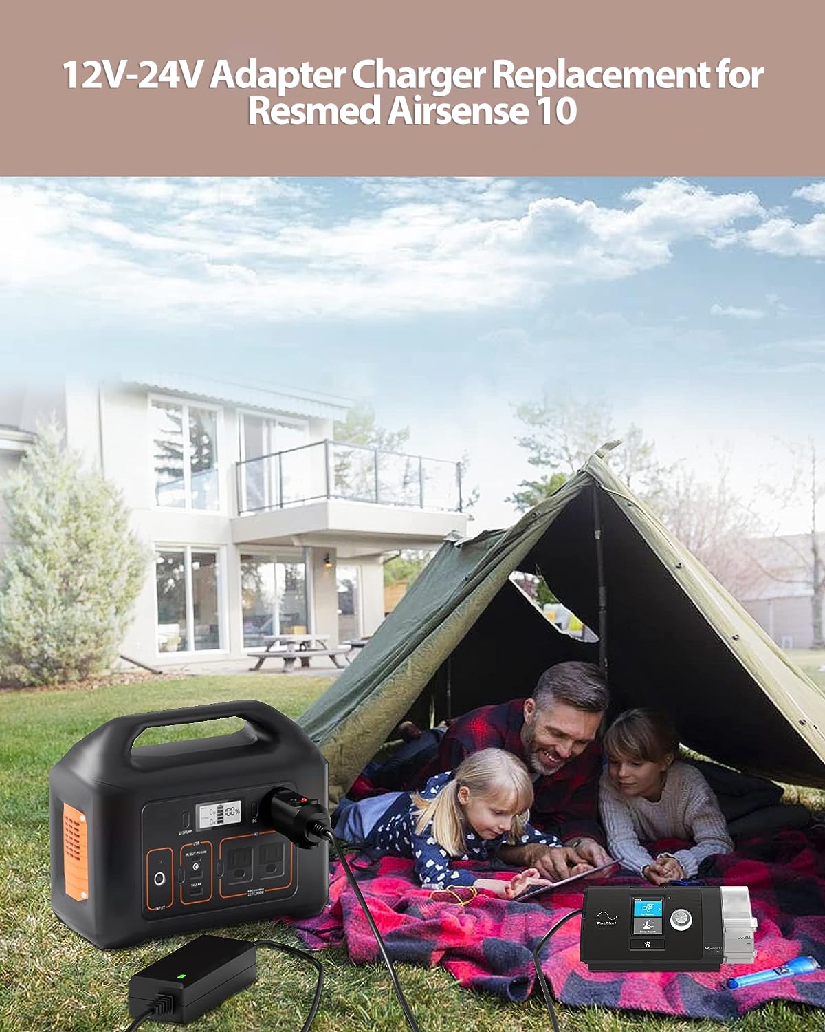 VHBW CPAP Power Cord Compatible with Resmed Airsense 10 Power Supply, Compatible with ResMed Airsense 10 S10 AirCurve 10 Series CPAP and BiPAP Machine, Car Charger 24V 3.75A 90W Airsense Adapter