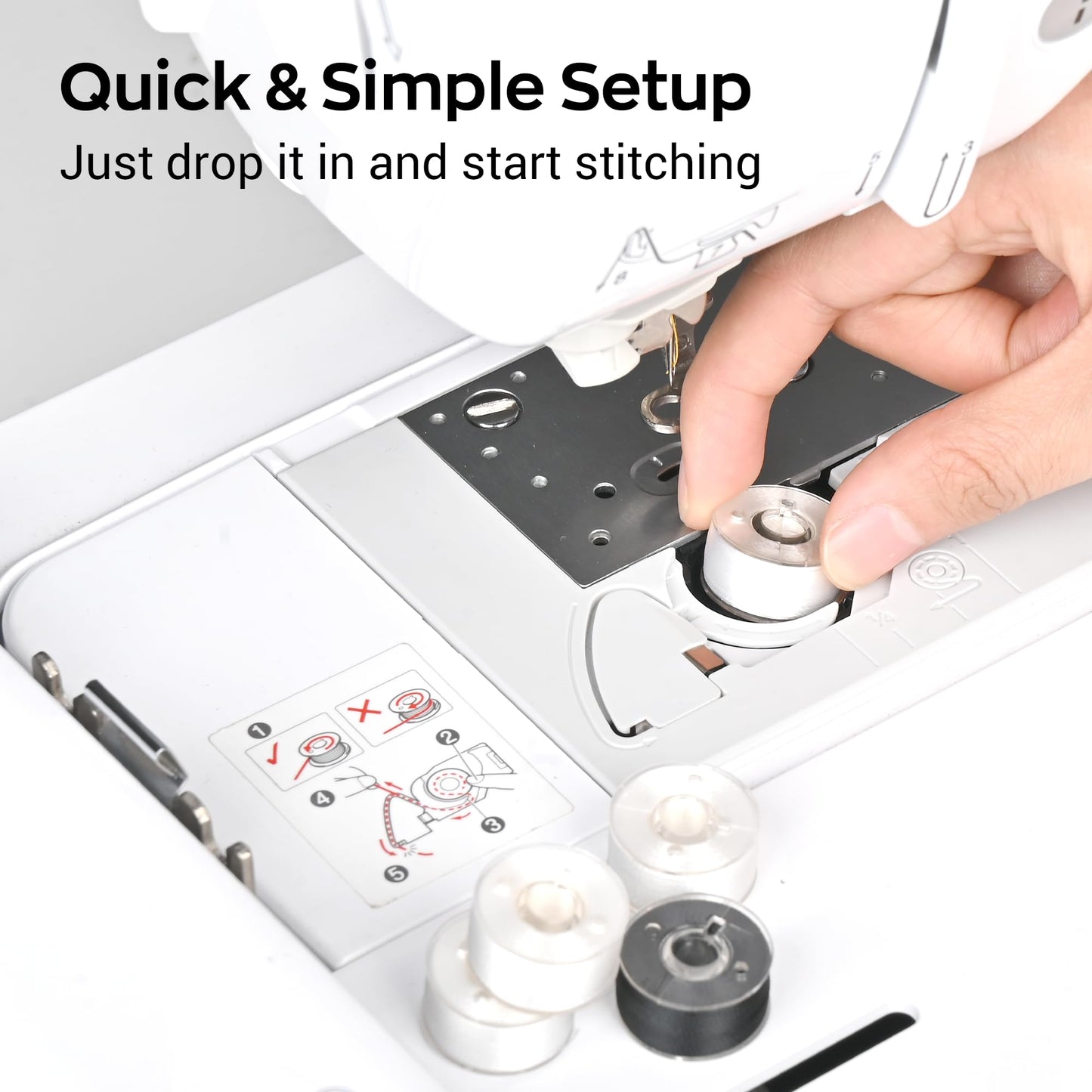 Poolin EOC03 Embroidery Machine Bundle with 9"x9" Tear Away Stabilizer (100 Sheets), 144pcs A Style Prewound Bobbins & 20-Color Thread Set – Beginner Embroidery Starter Kit for Home DIY Projects