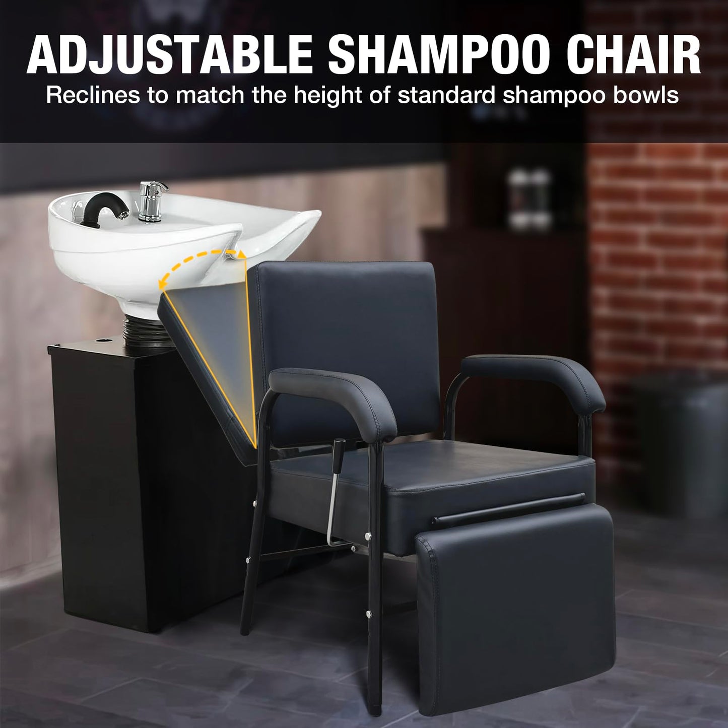 Reclining Shampoo Chairs Adjustable Height Shampoo Chairs for Salon Barber Chair Hair Stylist Chair Recline Salon Chair Spa Beauty Equipment for Hair Stylists, Tattoo Artists, Cosmetologists
