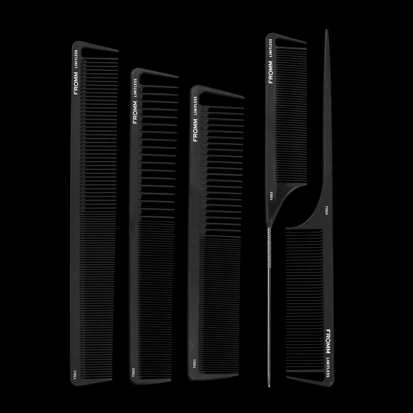 Fromm Limitless 7.5 Carbon Basin Comb with Rounded Tips and Sectioning Tooth for Cutting, Sectioning, Styling, and Detangling, H