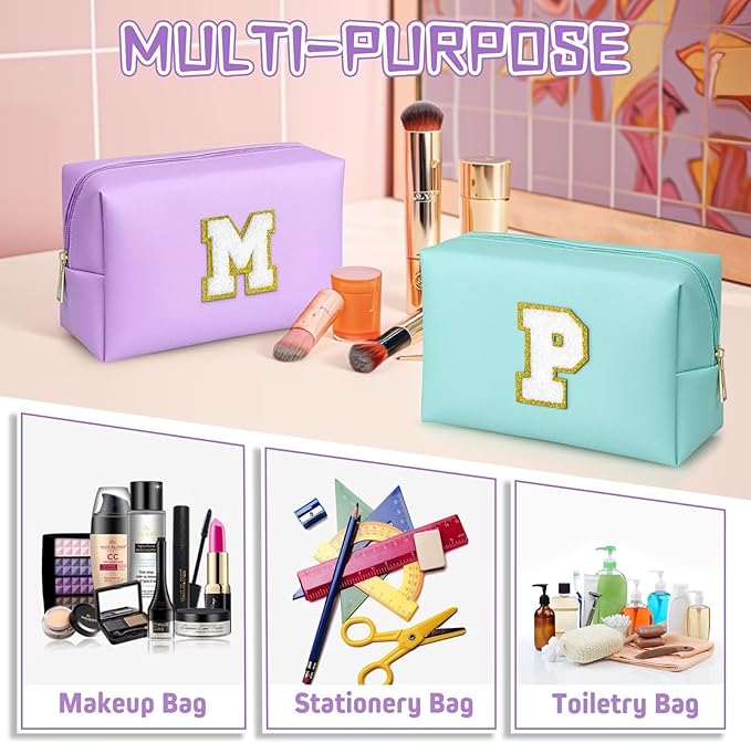 TOPEAST Gifts for Mom - Personalized Makeup Bag, Purple, Cosmetic Case