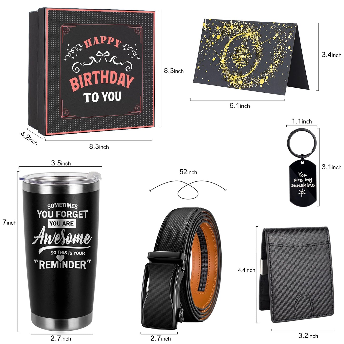 Mkeevee Birthday Gifts for Men: Modern, Fine, Manual Stainless Steel Gift Basket (20 oz, 1 Count)