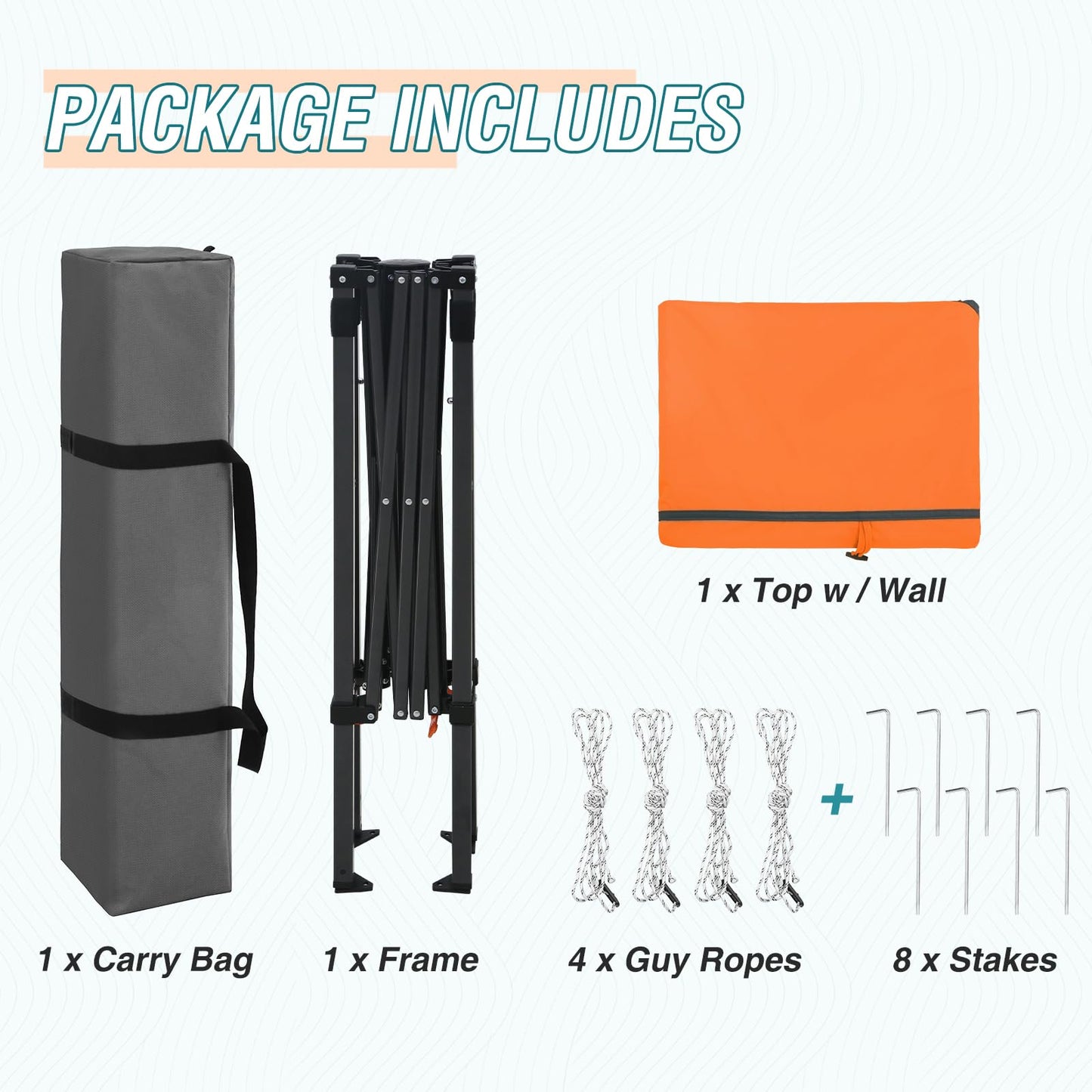EAGLE PEAK Instant Pop Up Canopy with Adjustable Sun Wall 6x4, Straight Lightweight Compact Portable Tent with Carry Bag, Orange