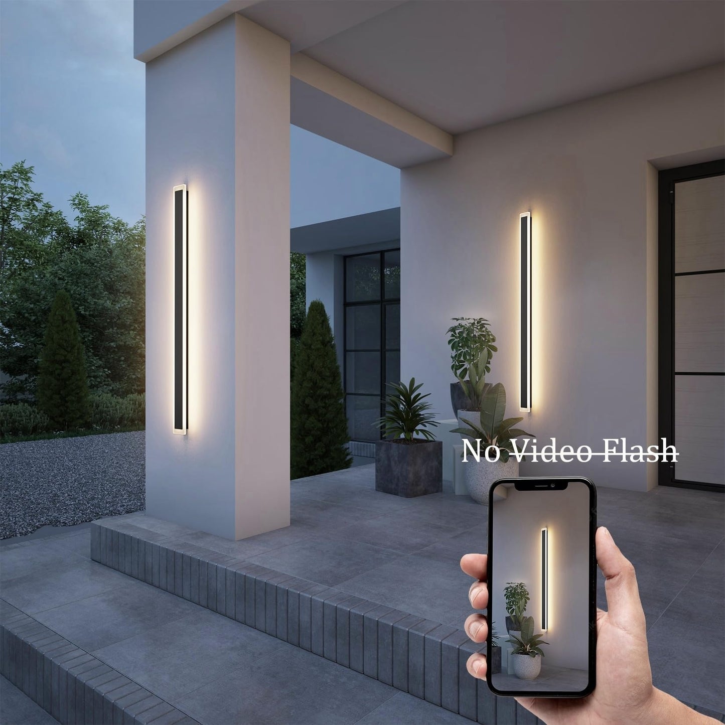 Coinmit Long Outdoor Wall Light 47.2In 4000K,Modern Black Exterior Wall Mount Outdoor Lighting IP65 Waterproof for Porch Courtyard,1Pack
