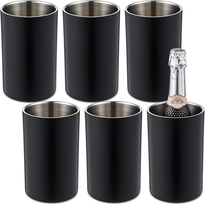 Potchen 6 Pack Wine Chiller Bucket Wine Bottles Cooler Bulk, Stainless Steel Double Wall Insulated Champagne Ice Bucket fo...