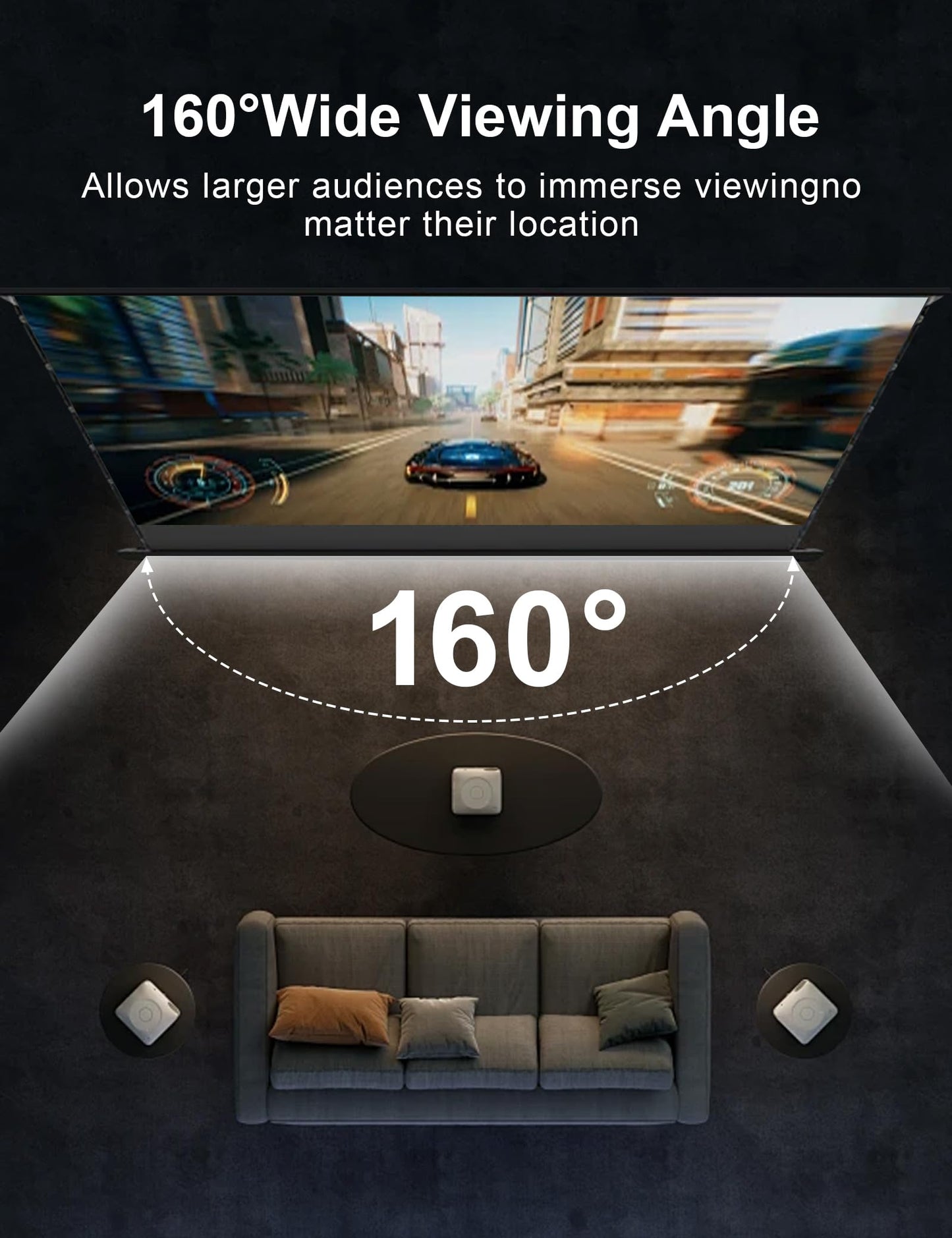 IN&VI 120" Matte White Floor Rising Projector Screen Motorized for UST Long/Standerd Throw Projector,Movie Screen for Home Theater,Motorized Projector Screen 4K/8K Ultra HD Active 3D