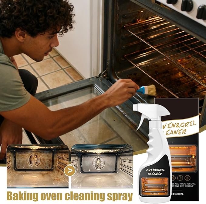 Oven and Grill Cleaner,300ml Degreaser for Grease Oil - Fryer Degreasing Spray | for Homeowners Busy Families Renters To Remove Grease Stain Oil From Microwave Oven Grill Kitchen