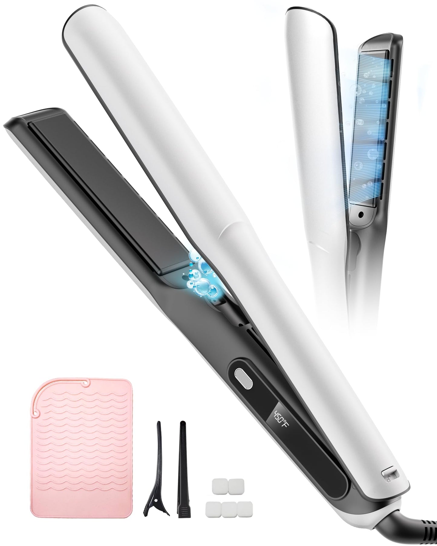 Betahouse Flat Iron Hair Straightener and Curler 2 in 1 with Cooling Air Vents and Add Essential Oil, 1 Inch Titanium Straighten