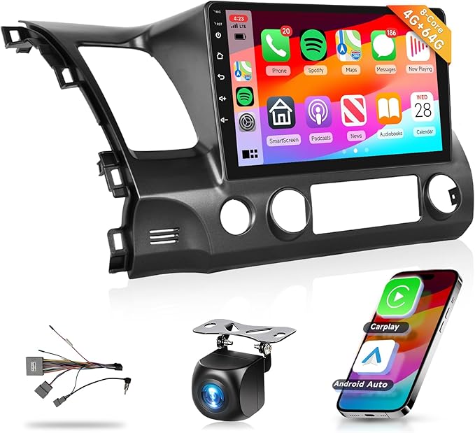 8 Core 4G+64G Car Radio Stereo for Honda Civic 2006-2011 with 10.1" 1280 * 720 IPS Touch Screen/DSP 46EQ/Wireless CarPlay/...