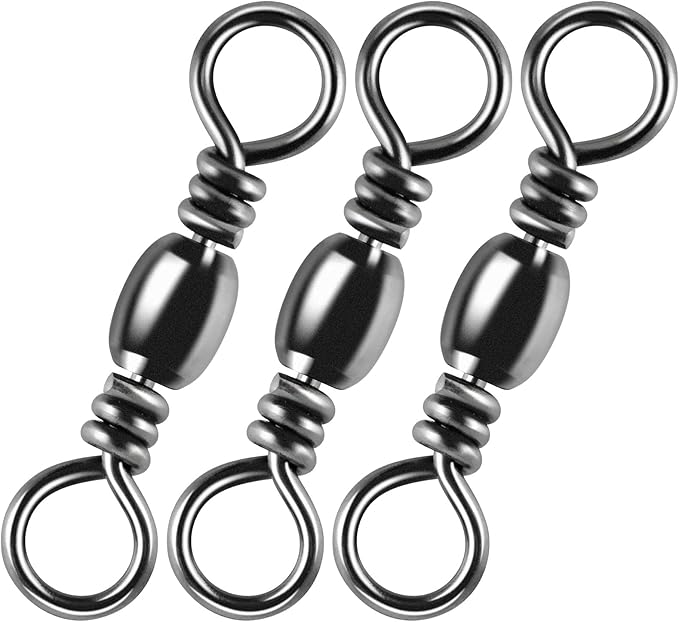 Alwonder 100-Pack Fishing Barrel Swivels, High Strength Stainless Solid Ring Brass Barrel Swivel with Black Nickel Coatin...